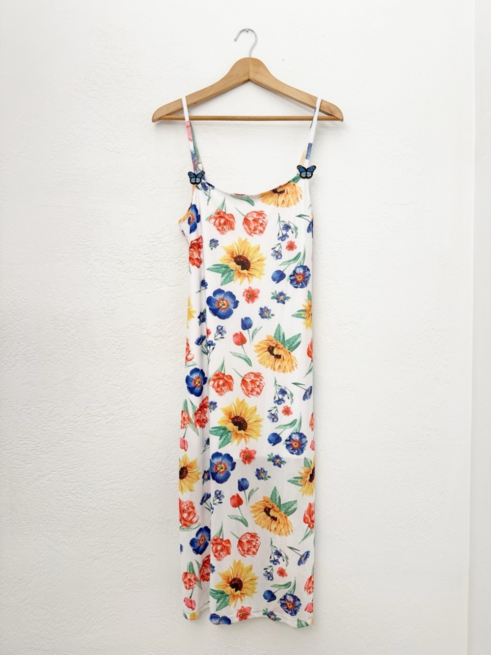 Mesh Floral Print Midi Dress